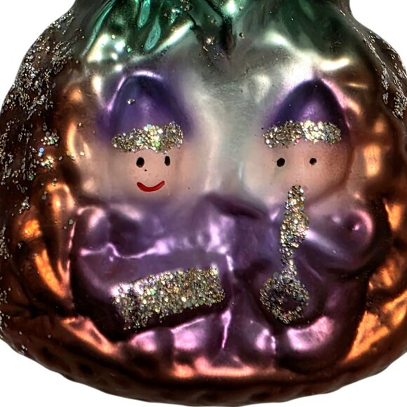 Vintage Elves Christmas Tree Ornament Blown Glass Elf Horn Holiday West Germany - Picture 2 of 8